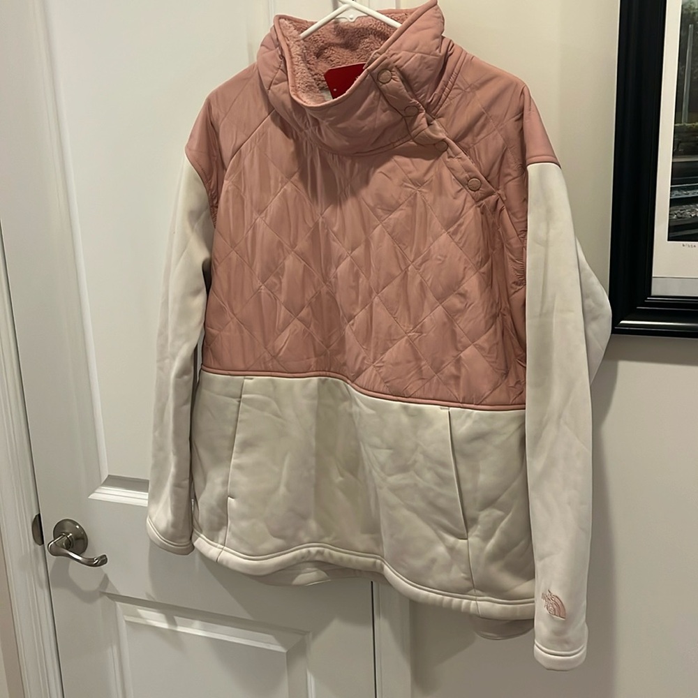 The North Face Quilted Pullover Jacket Snap Collar pink Women’s Size XL new